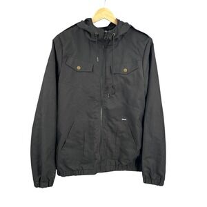Volcom Enemy Lines Jacket Black Hooded‎ Zip Up Windbreaker Womens Small